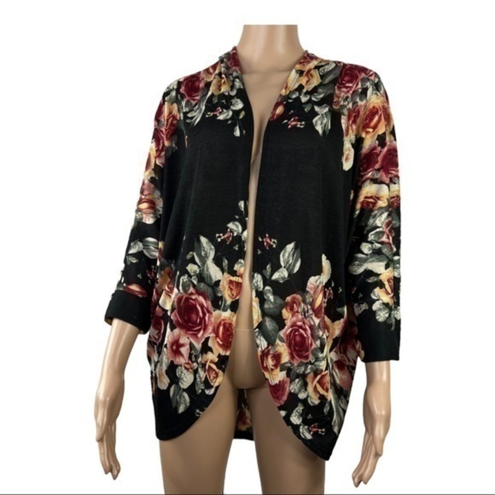 Mauve Women Floral Cardigan Sz L